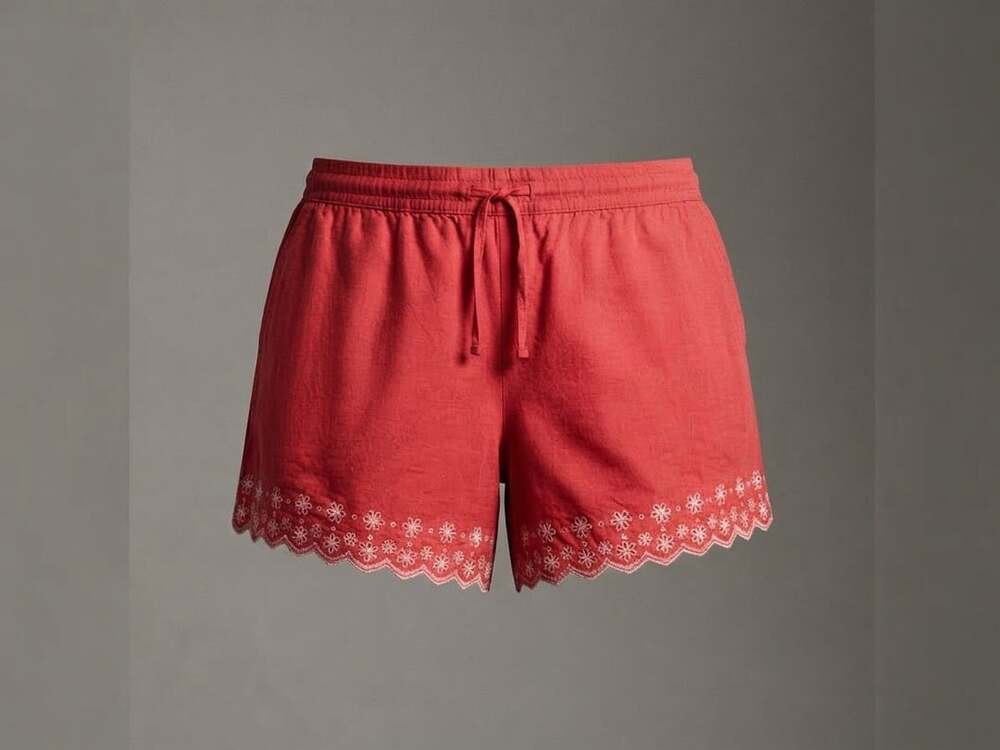 J.Crew Scalloped Eyelet Drawstring Shorts Size XXL Coral